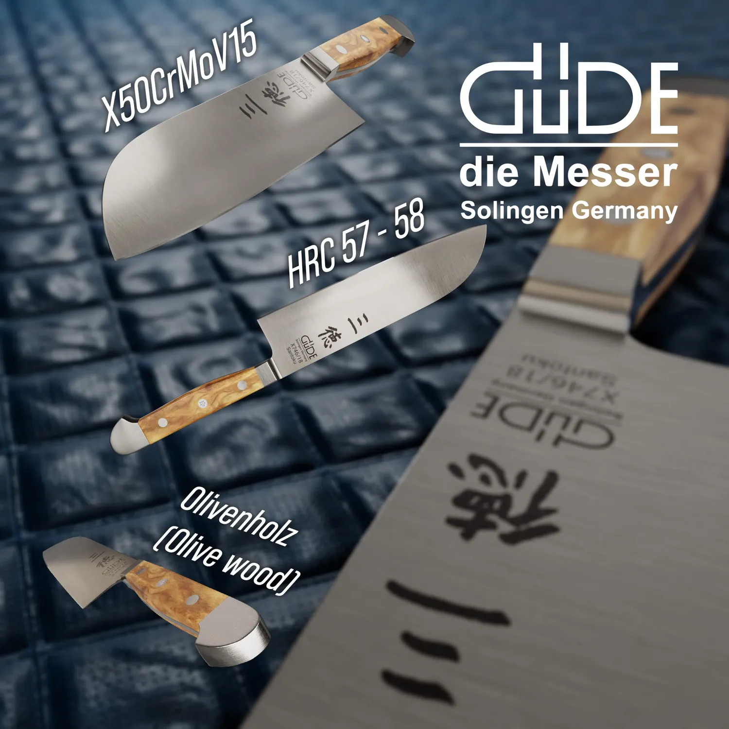 Güde Alpha Olive Santoku 18 cm coltello ulivo