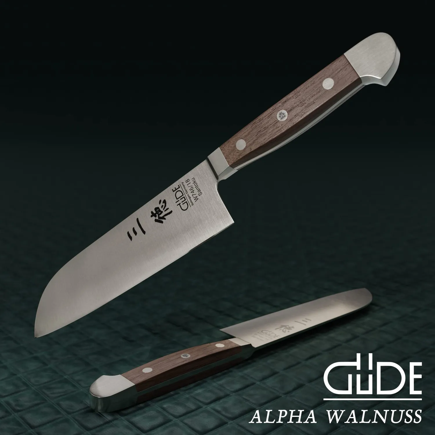 Güde Alpha Walnut coltello santoku 18 cm noce forgiato