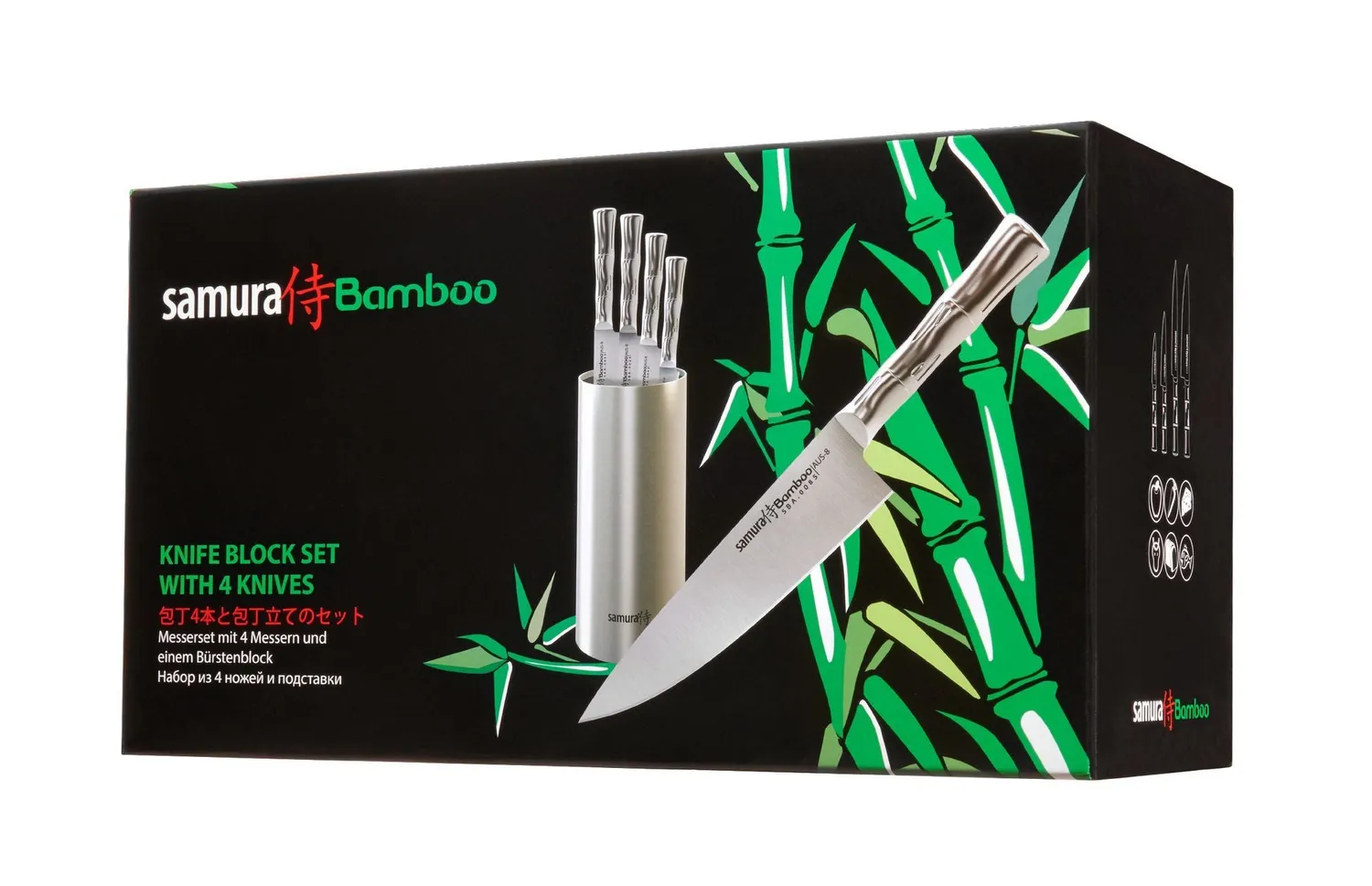 Samura Bamboo set 4 coltelli con supporto AUS-8