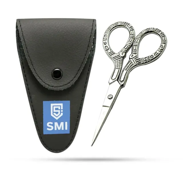 SMI Forbici da Ricamo Vintage 10,5 cm Punta Fine con Custodia
