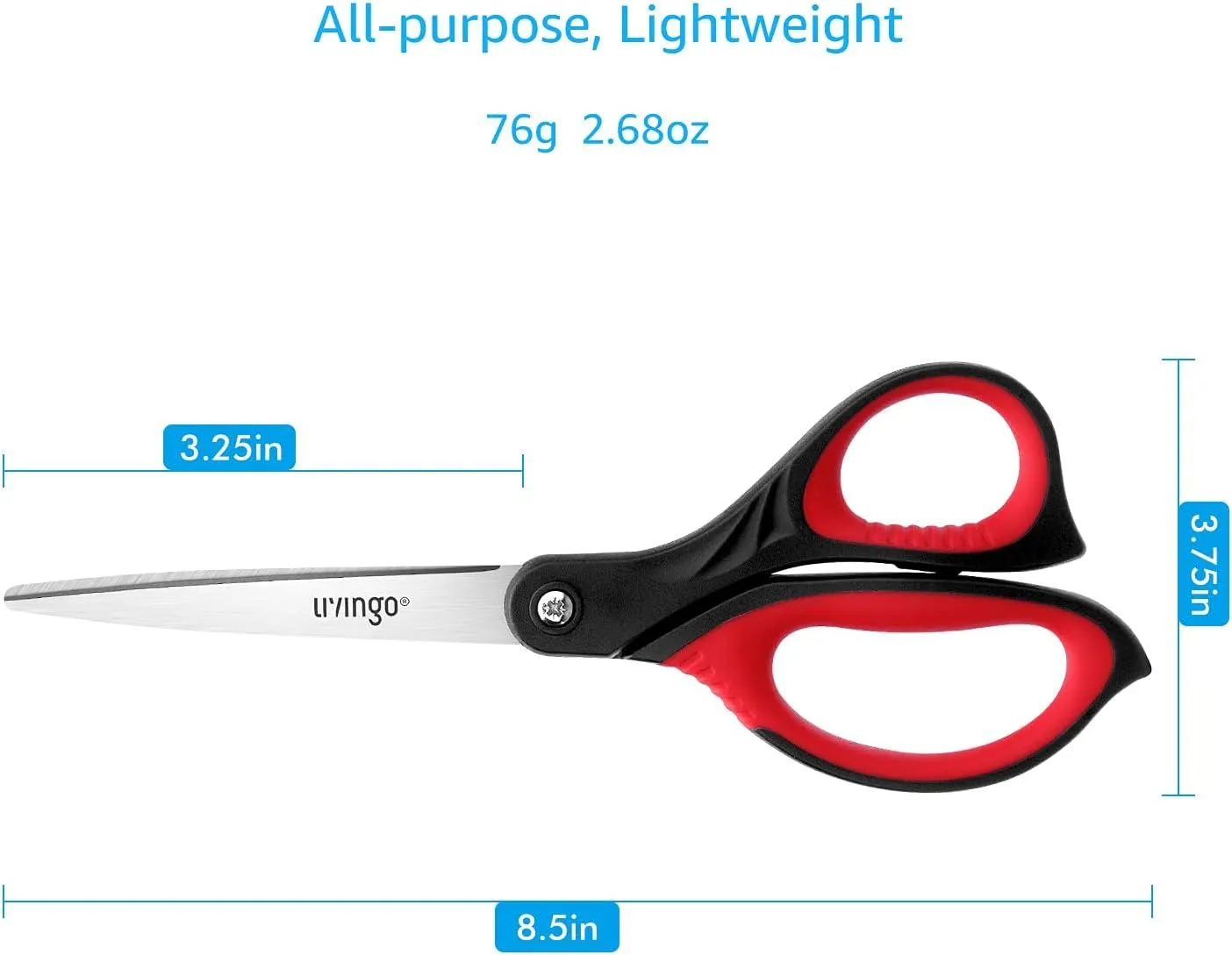 LIVINGO Forbici Multiuso 8,5 Pollici 3 Pezzi Blu Rosso Grigio