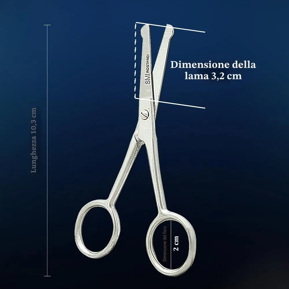 SMI Forbici Naso 10 cm Punta Arrotondata con Custodia Inox