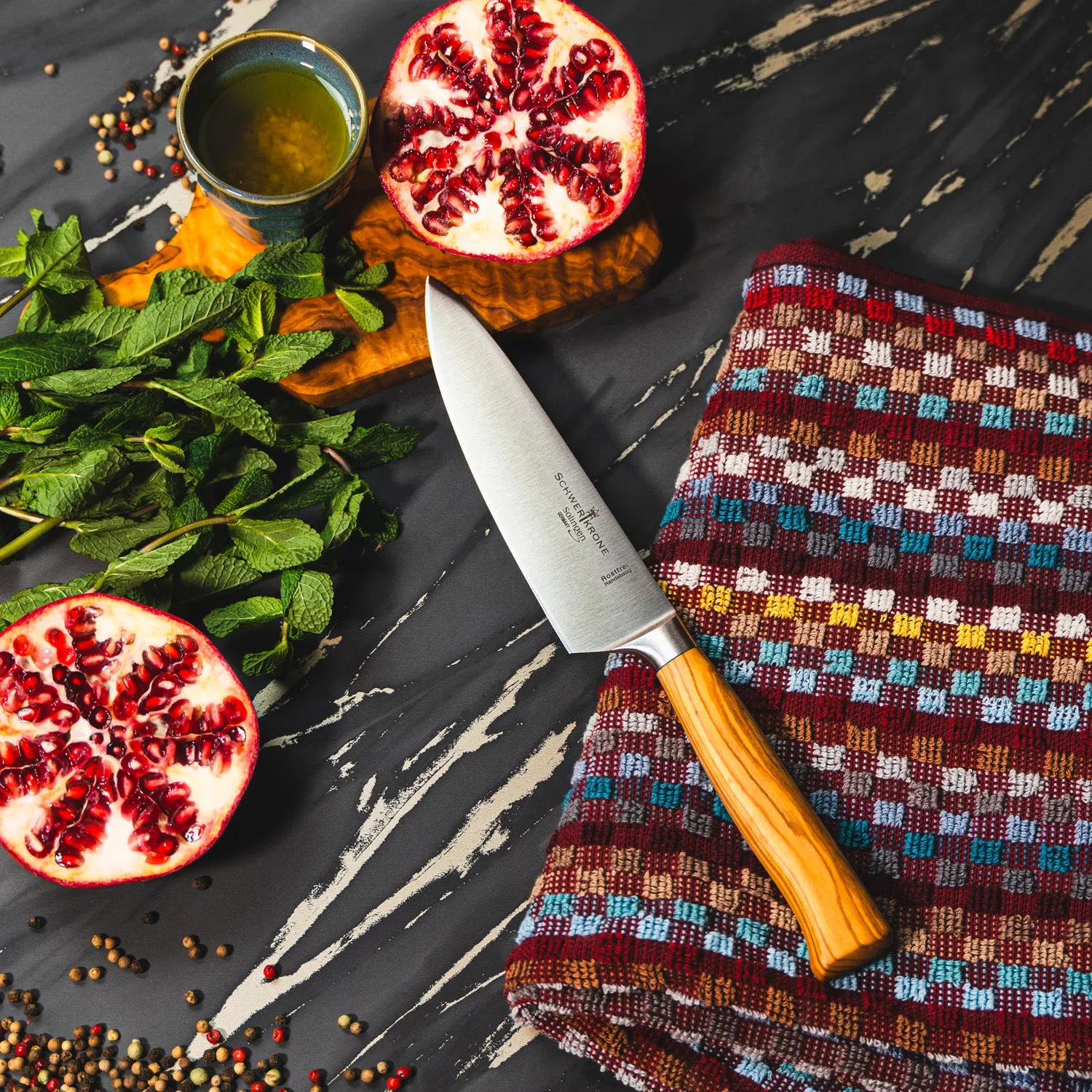 Schwertkrone Antonino Leto coltello cucina forgiato 16 cm ulivo