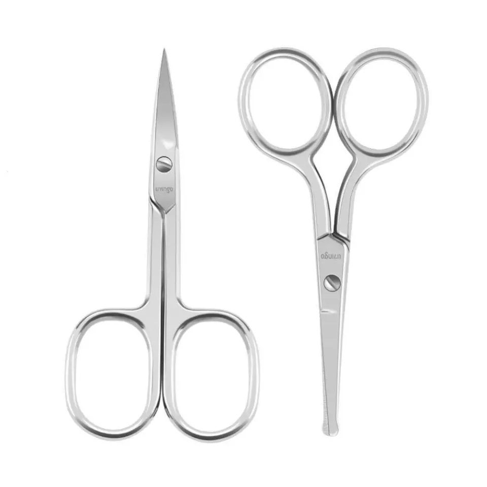 LIVINGO Set 2 Forbici Baffi e Unghie Punta Tonda