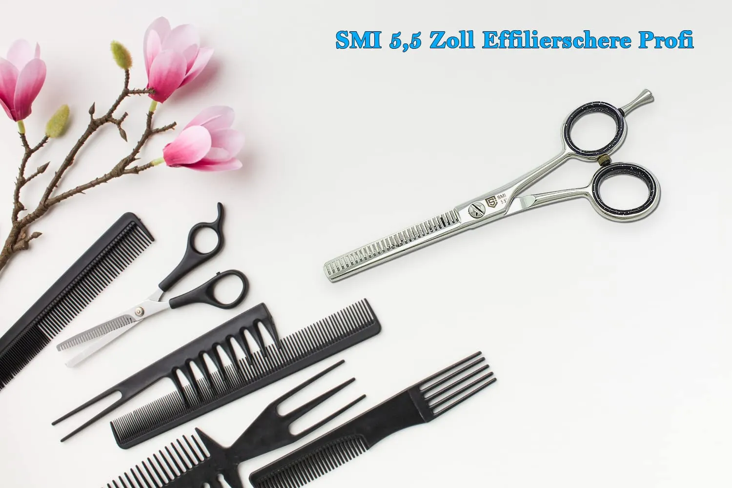 SMI Forbici Sfoltire Capelli 5,5" Professionali Inox