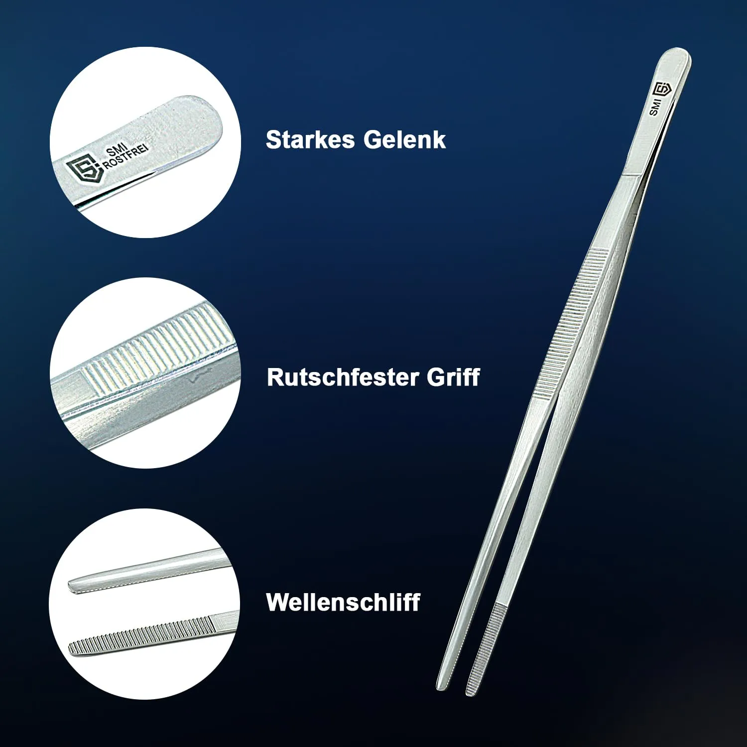 SMI Pinze Cucina Dritte 26 cm Acciaio Inox BBQ