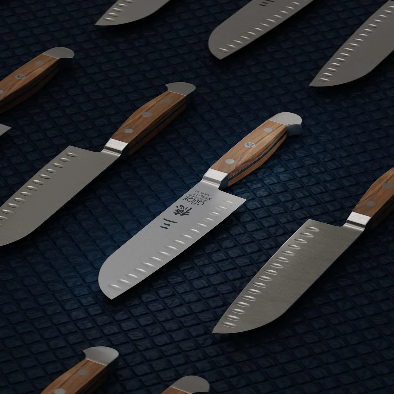 Güde Alpha-Olive santoku alveolato 18 cm legno ulivo