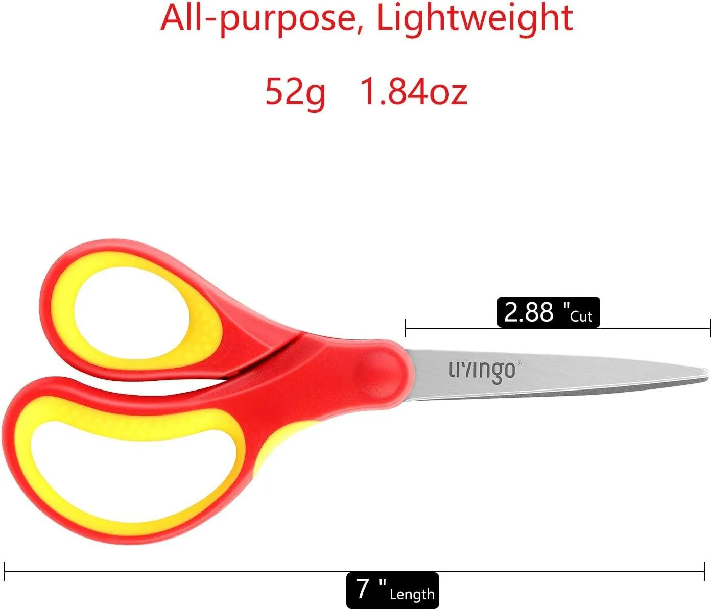 LIVINGO Forbici Scuola 7" Punta Appuntita 3 Pezzi Affilate