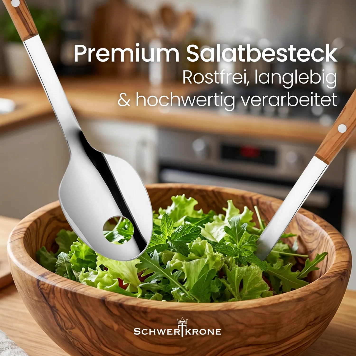 Schwertkrone Set Insalata 2pz 25 cm Acciaio Olivo