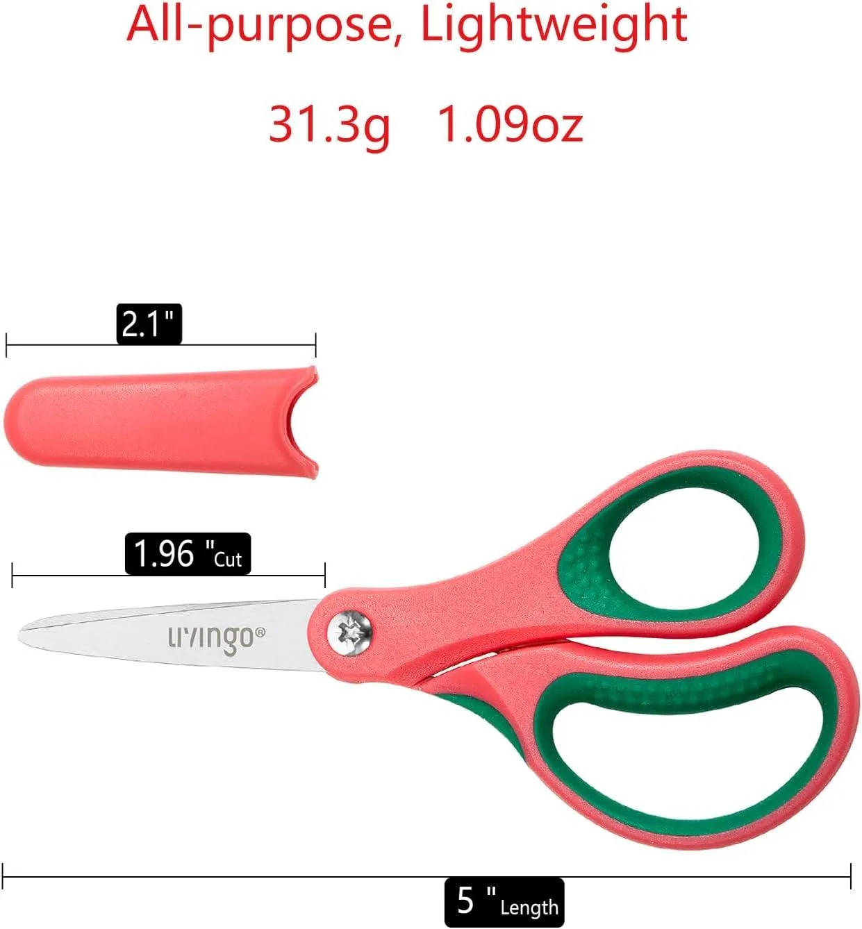 LIVINGO 5" Forbici Bambini Punta Rotonda 3 Pezzi