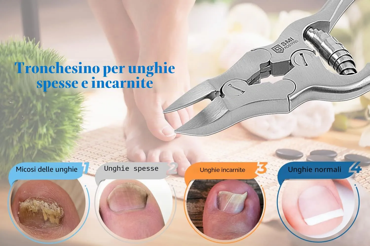SMI Tronchese Unghie Piedi 15,5 cm lama curva con custodia