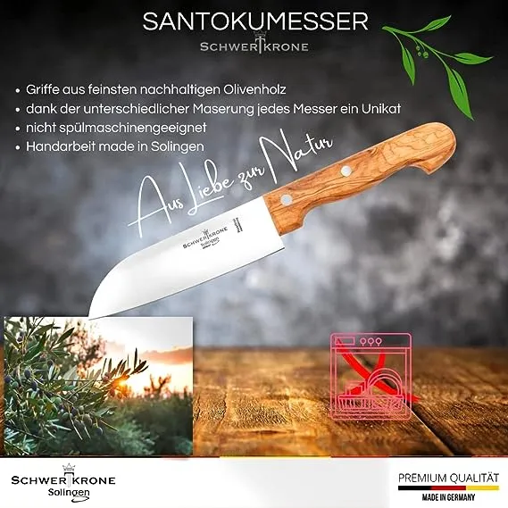 Schwertkrone Olive Classic santoku 20 cm manico olivo