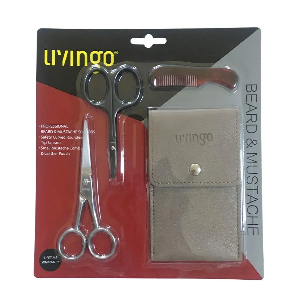 LIVINGO Kit Forbici Baffi Naso Pettine Nero