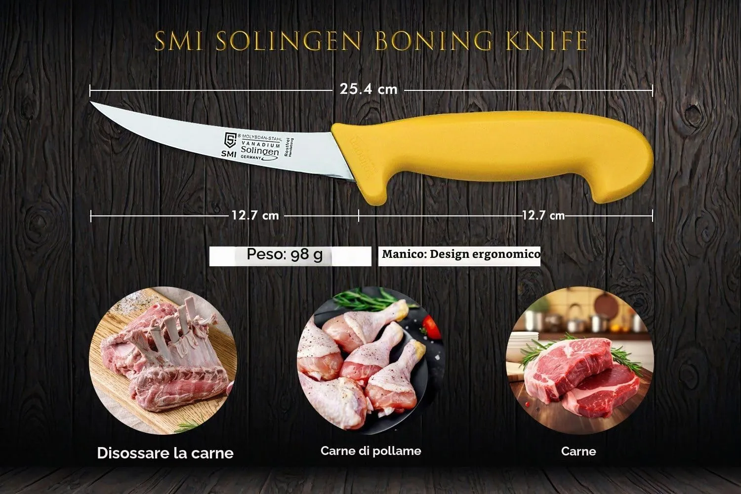 SMI Coltelli disosso curvi 5 pollici set 2 pezzi flessibili
