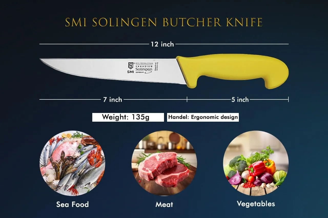 SMI Coltello Macellaio 7 Pollici Solingen Giallo