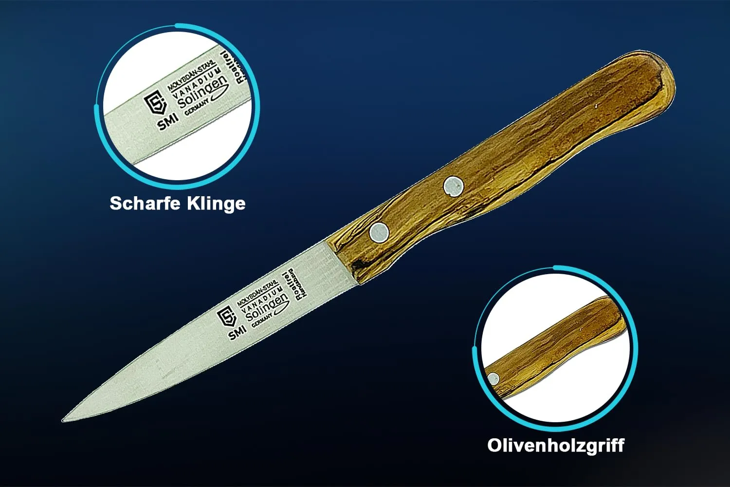 SMI Spelucchino Solingen 9,8 cm Legno Ulivo Dritto
