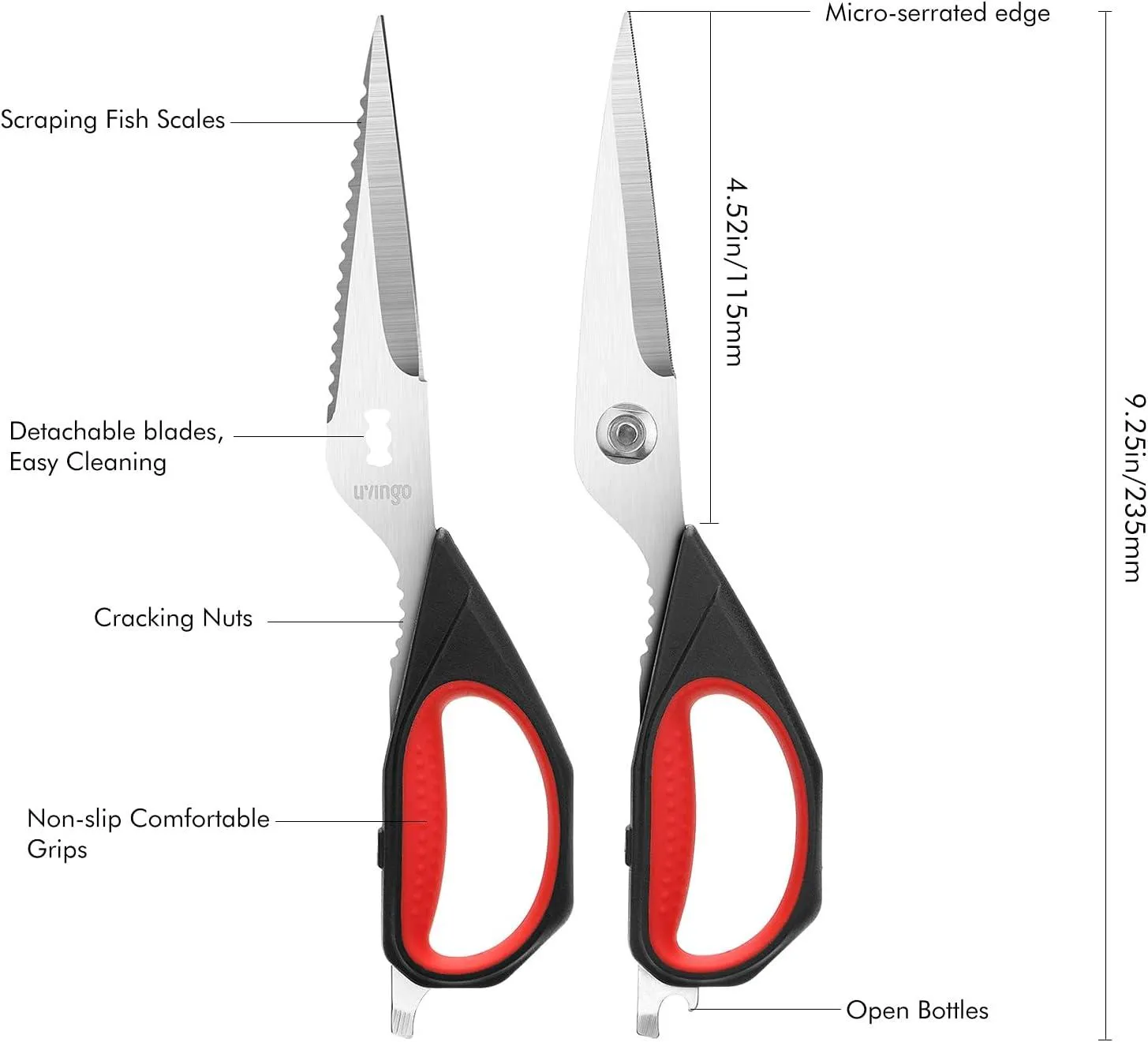 LIVINGO forbici cucina 2 pezzi 9,25" smontabili