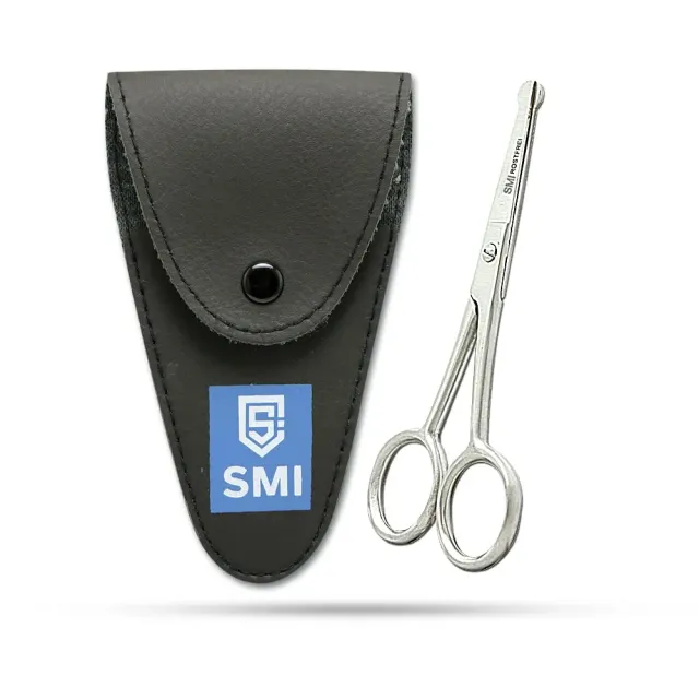 SMI Forbici Naso 10 cm Punta Arrotondata con Custodia Inox