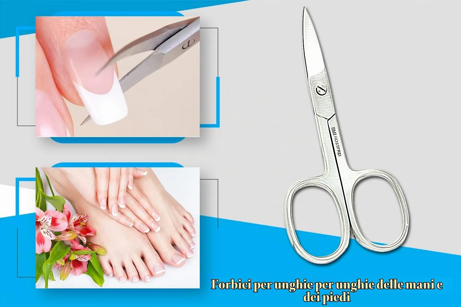 SMI 9,5 cm forbici unghie mancini lama curva