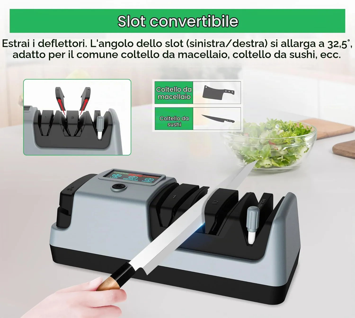 Yoorleay Affilacoltelli Elettrico 5 in 1 3 Velocità con Lucidatura