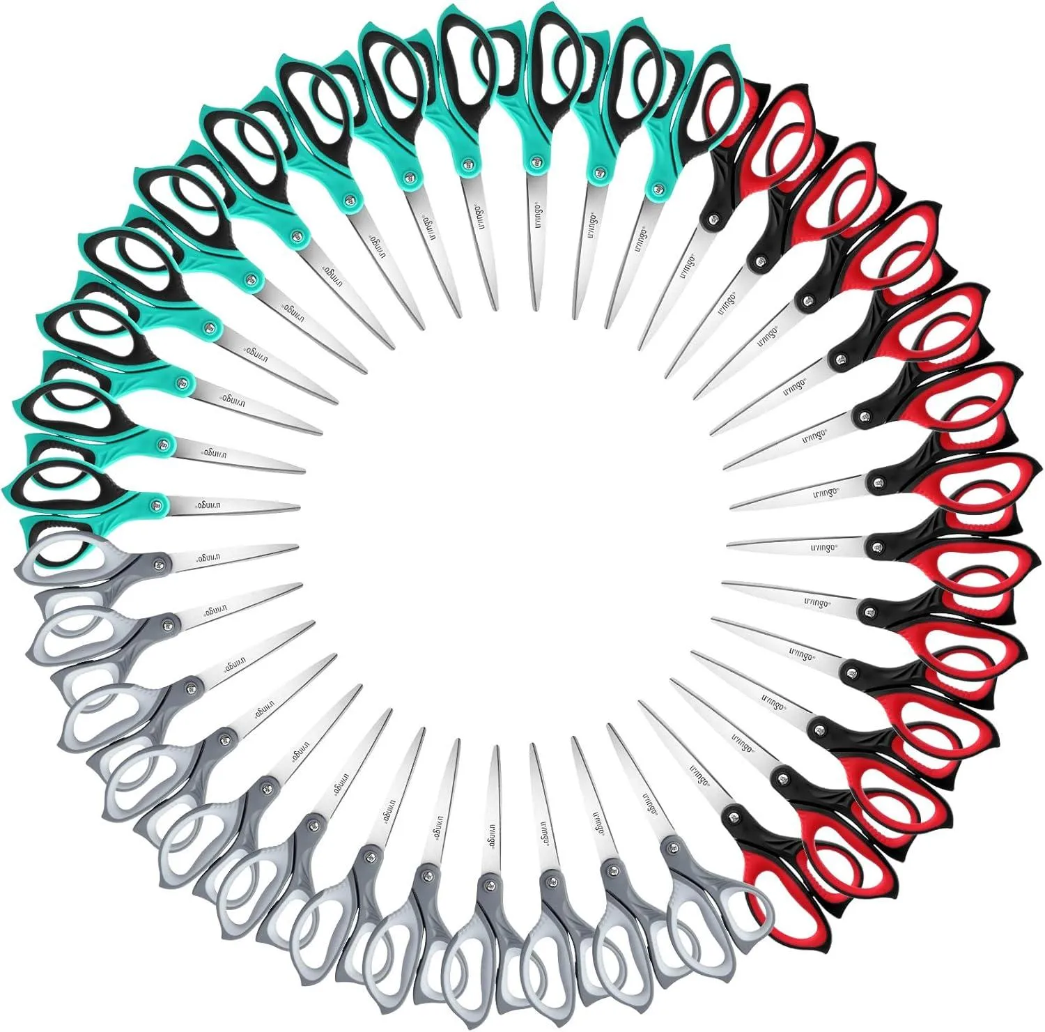 LIVINGO Forbici Multiuso 8,5 Pollici 3 Pezzi Blu Rosso Grigio
