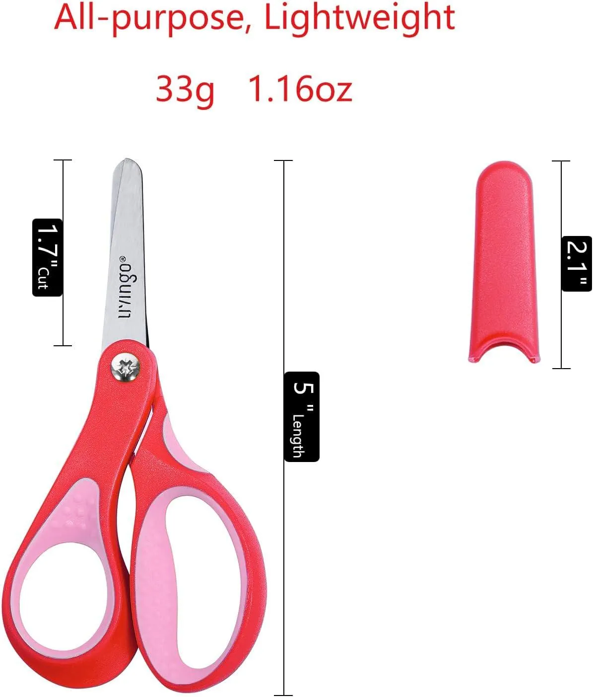 LIVINGO Forbici Bambini Mancini 5" 3 Pezzi Punta Tonda