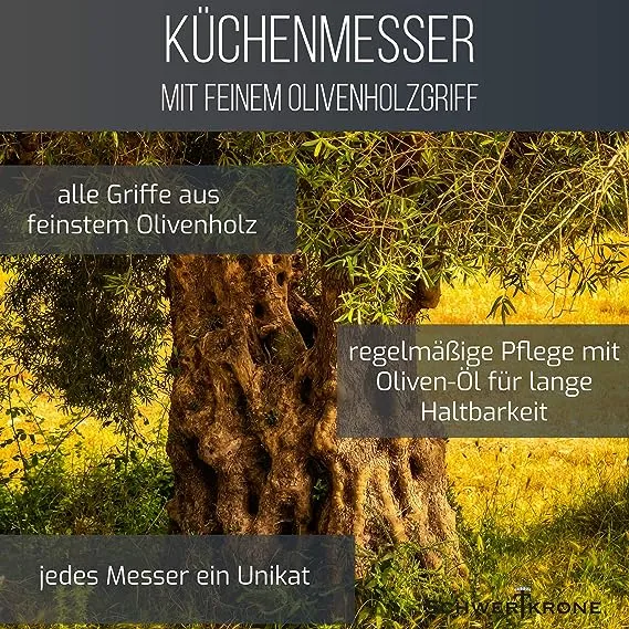 Schwertkrone Olive Classic Santoku 15 cm coltello manico olivo inox