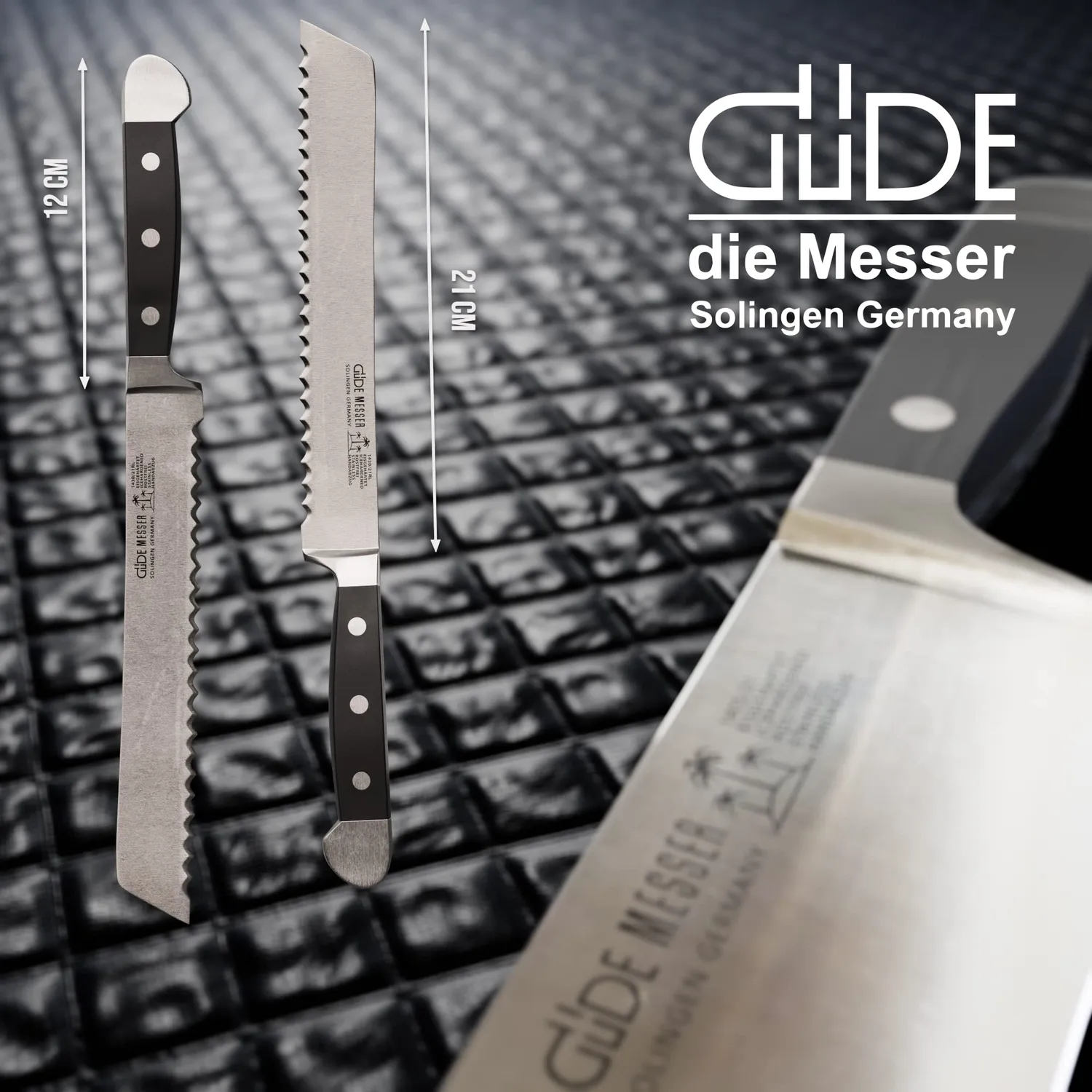 Güde Alpha coltello pane 21 cm nero seghettato