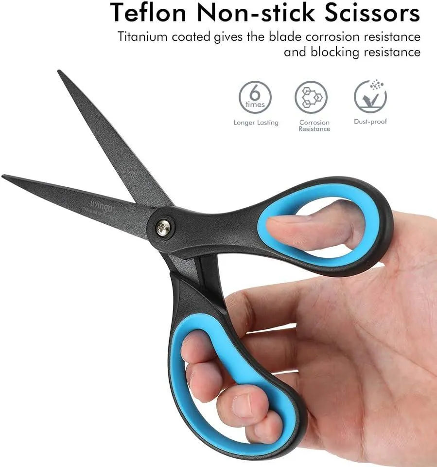 Livingo 8" forbici ufficio antiaderenti 2 pezzi blu