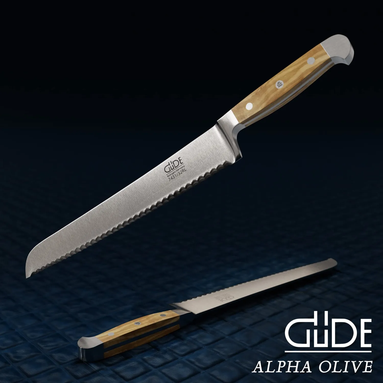 Franz Güde Alpha Olive coltello pane 32 cm seghettato