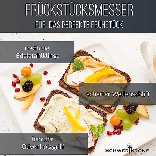 Schwertkrone Olive Classic Buckelsmesser coltello pane olivo ondulato