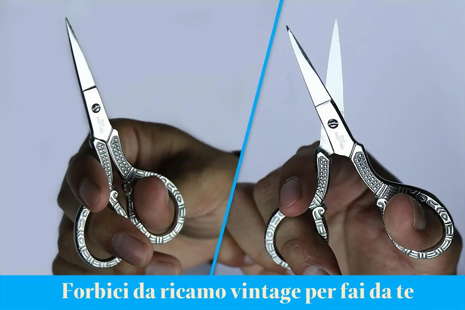 SMI Forbici da Ricamo Vintage 10,5 cm Punta Fine con Custodia