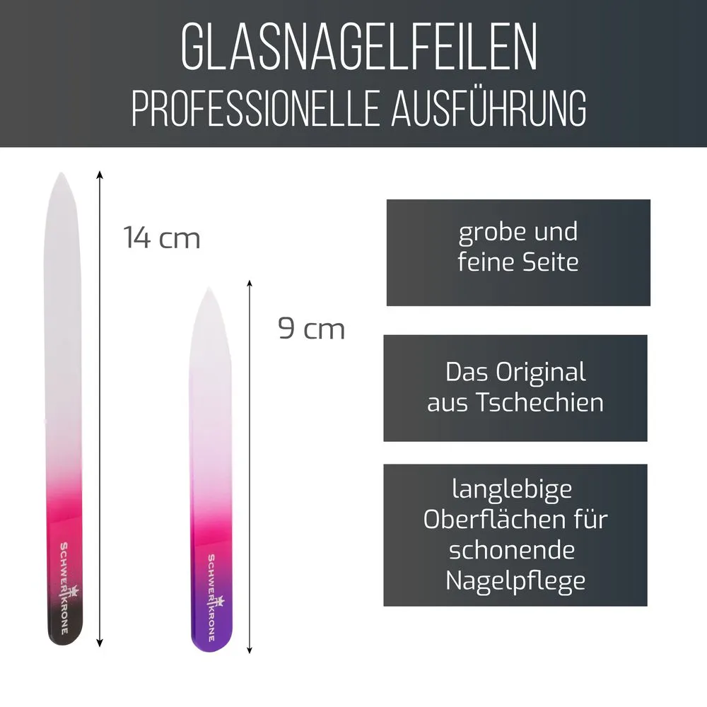 Schwertkrone lima unghie vetro 9+14 cm set 2 pezzi