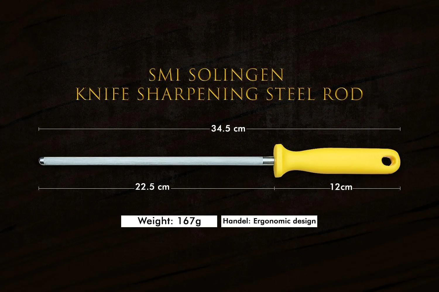 SMI Solingen 22,5 cm acciaio affilacoltelli cucina