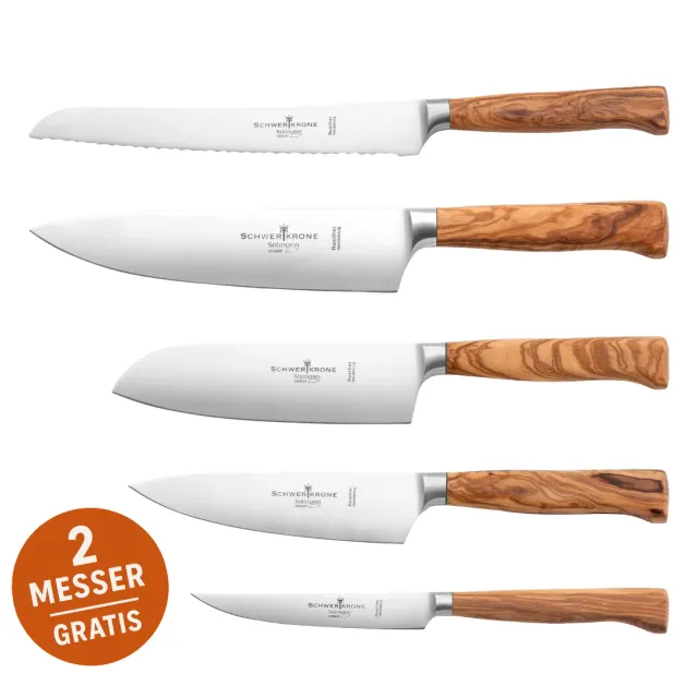 Schwertkrone Antonino Leto set coltelli olivo forgiati 5 pezzi
