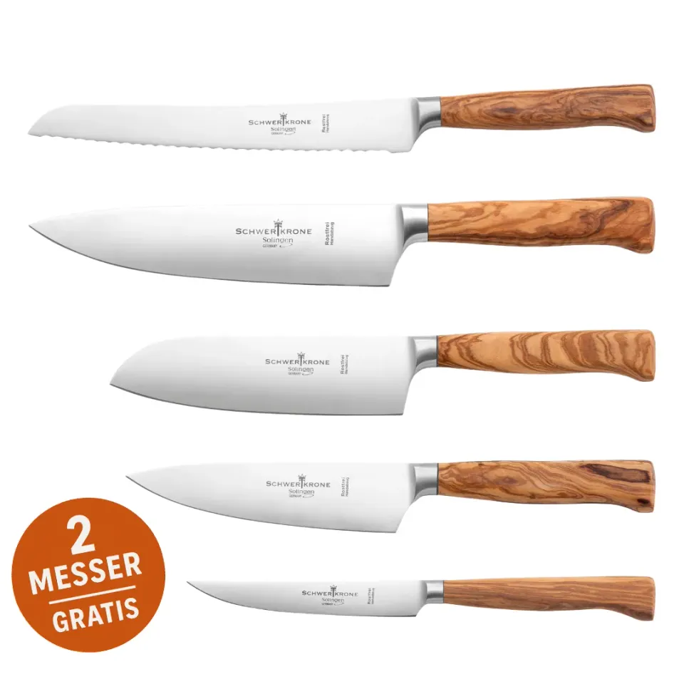 Schwertkrone Antonino Leto set coltelli olivo forgiati 5 pezzi