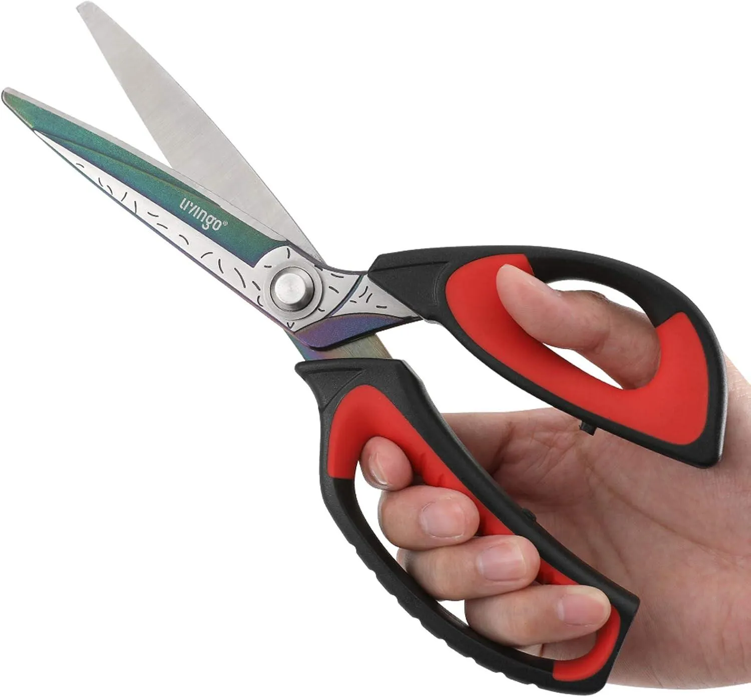 LIVINGO Forbici Multiuso Titanio 10" Rosse Heavy Duty