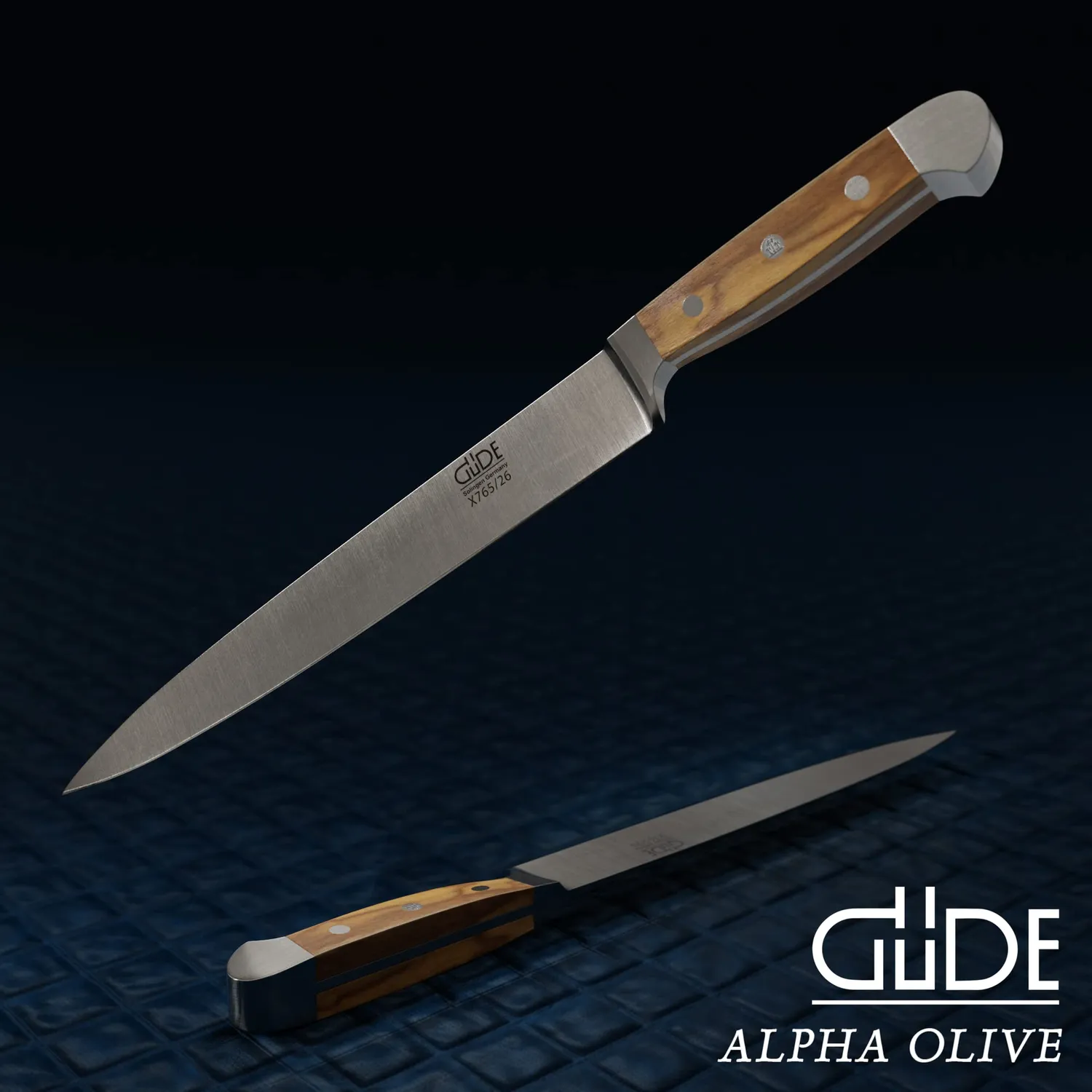 Güde Alpha-Olive coltello prosciutto 26 cm legno ulivo