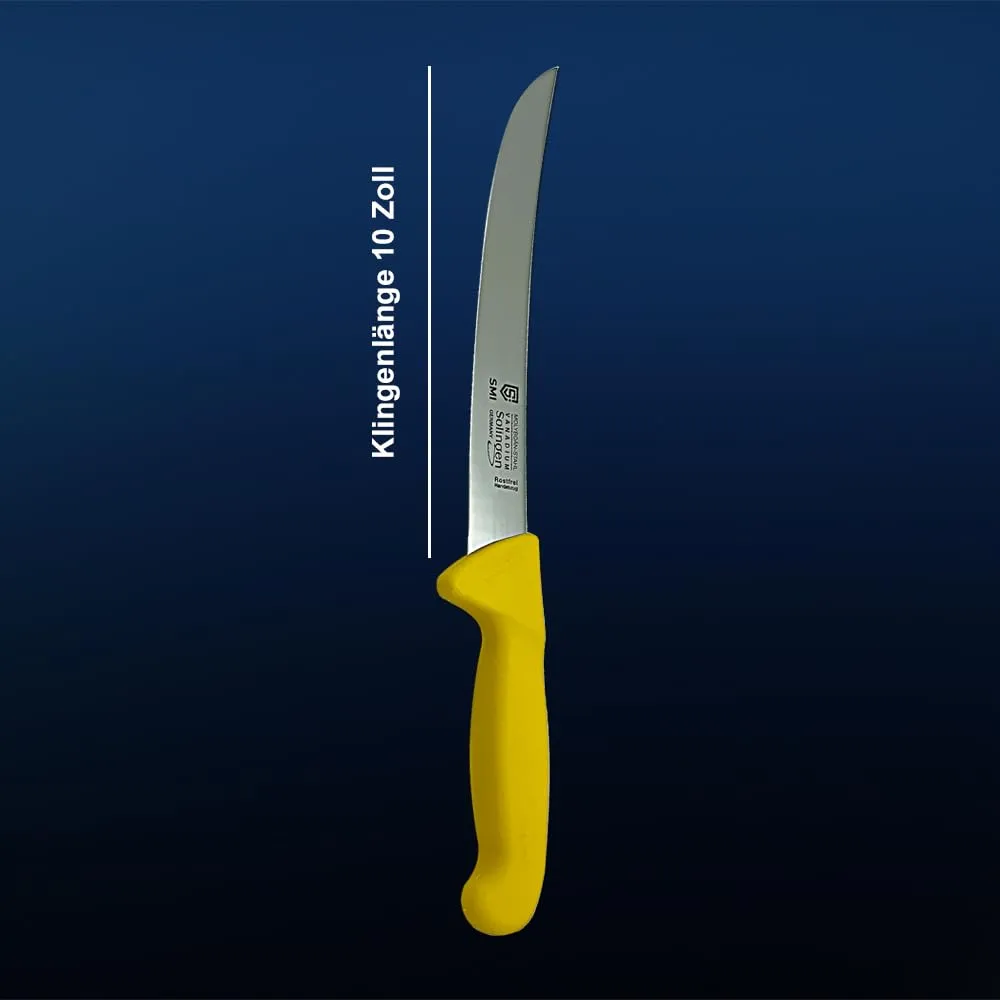 SMI Solingen Coltello Macellaio Curvo 10 Pollici Giallo
