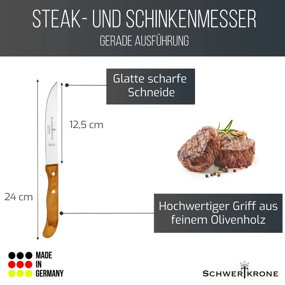 Schwertkrone Olive Classic Universale 5" coltello bistecca olivo lama liscia