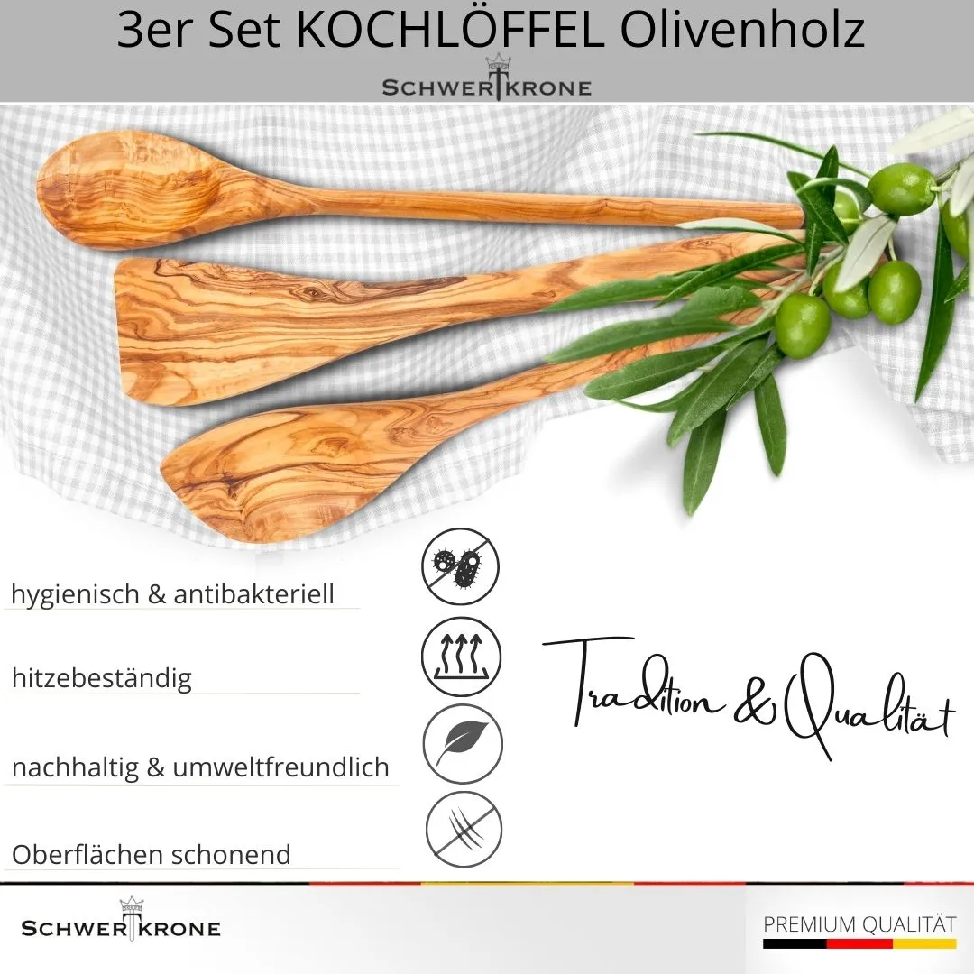 Schwertkrone KH10301 mestoli ulivo set 3 pezzi