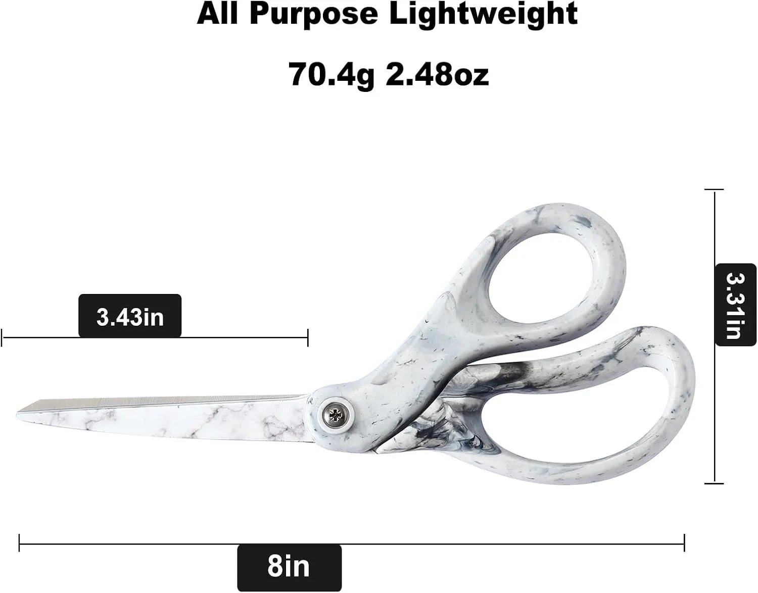 LIVINGO forbici multiuso 8" bianco marmo affilate