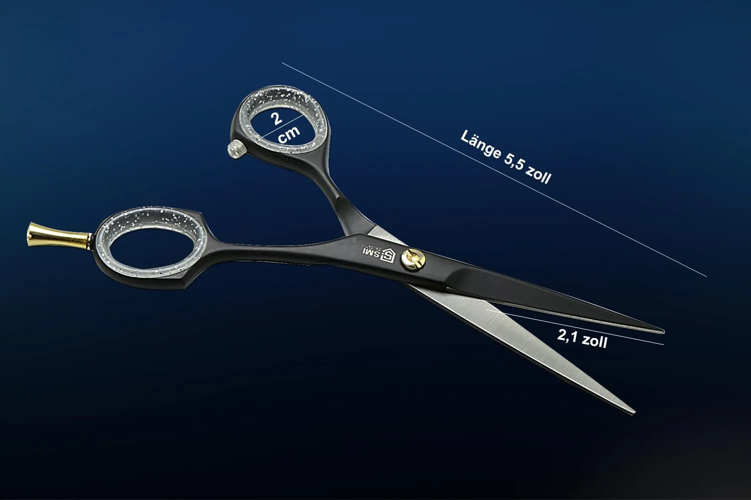 SMI 5,5" forbici parrucchiere professionali nere lama rasoio