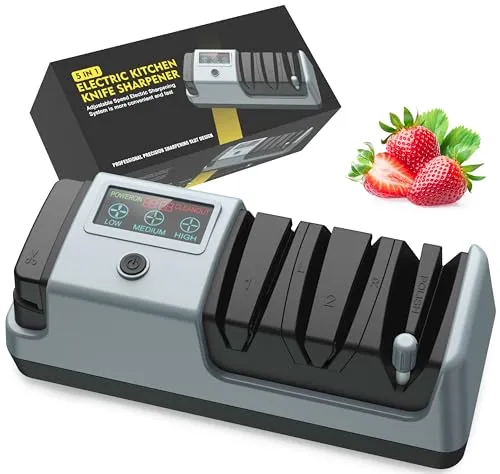 Yoorleay Affilacoltelli Elettrico 5 in 1 3 Velocità con Lucidatura