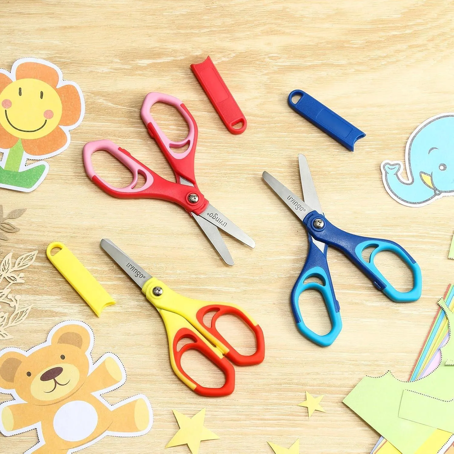 LIVINGO Forbici Bambini Punta Arrotondata 5 Pollici 3 Pezzi