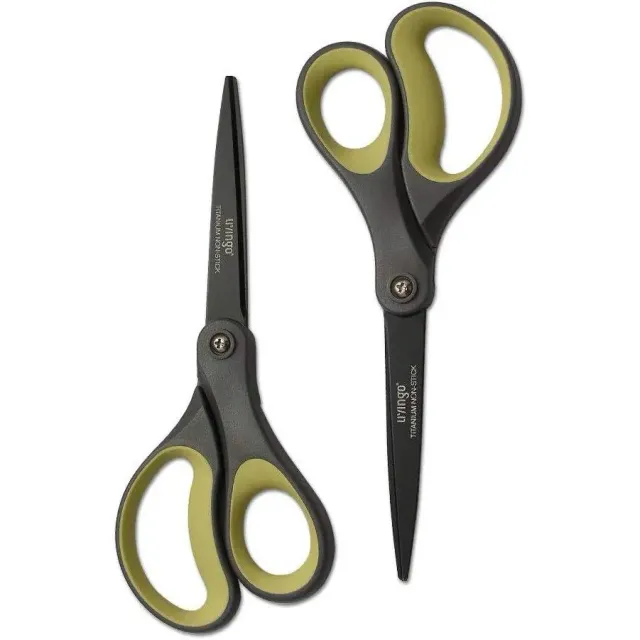 LIVINGO forbici ufficio 8" 2 pz antiaderenti verde giallo