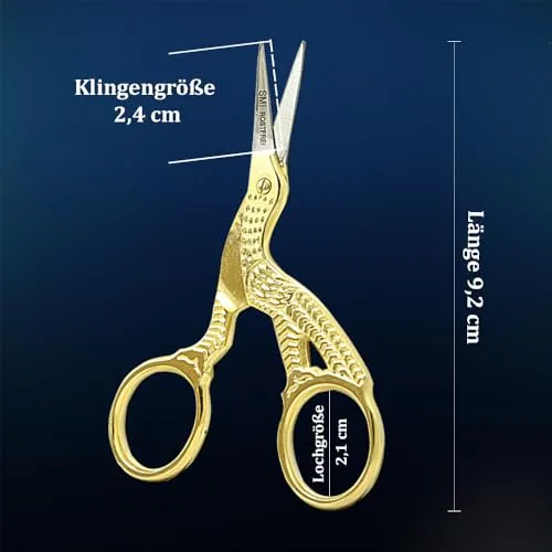 SMI Forbici da Ricamo Cicogna 9 cm Oro con Custodia