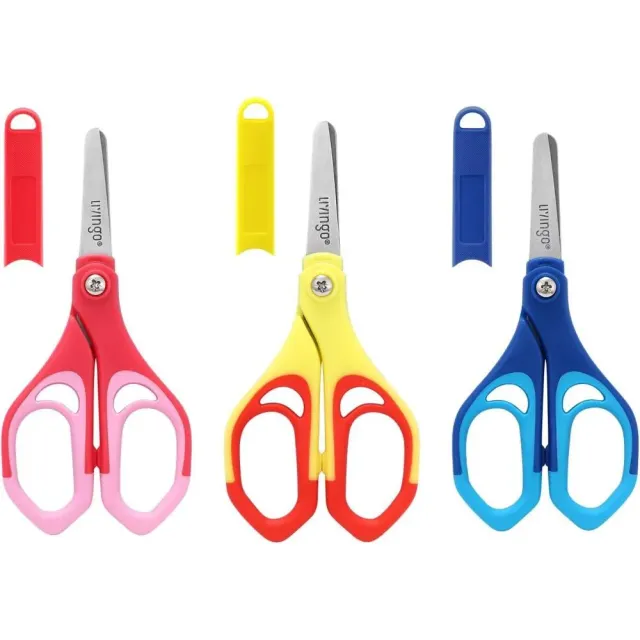 LIVINGO Forbici Bambini Punta Arrotondata 5 Pollici 3 Pezzi