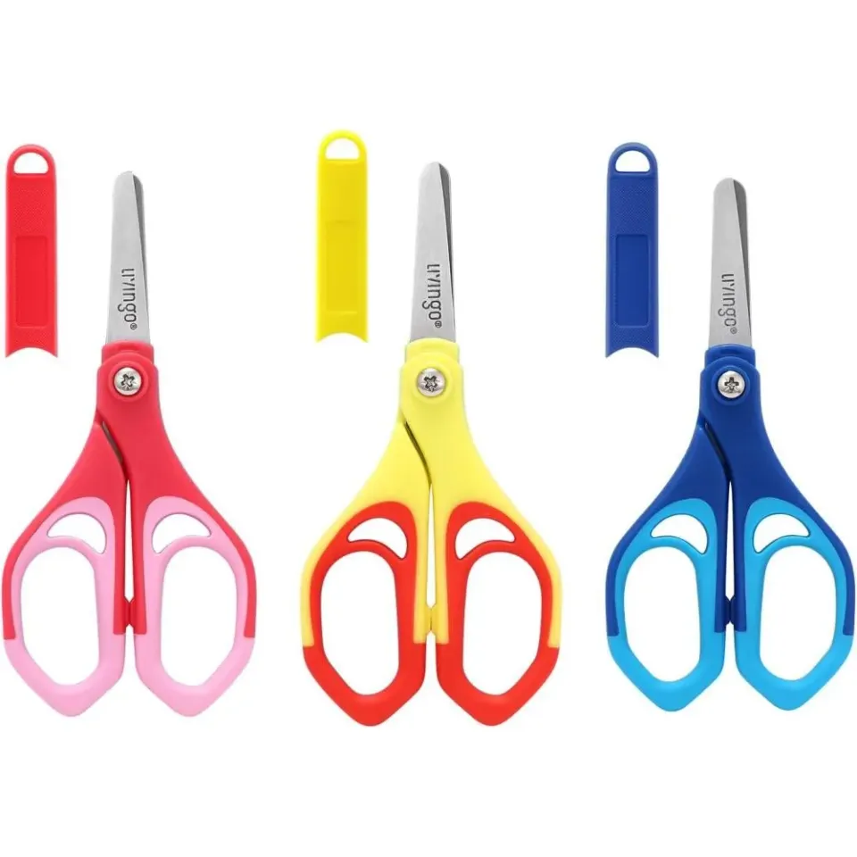 LIVINGO Forbici Bambini Punta Arrotondata 5 Pollici 3 Pezzi