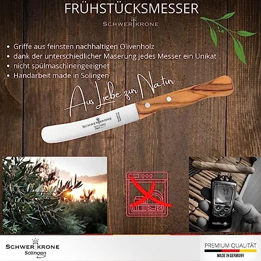 Schwertkrone Olive Classic Coltello da Burro Ulivo 22 cm